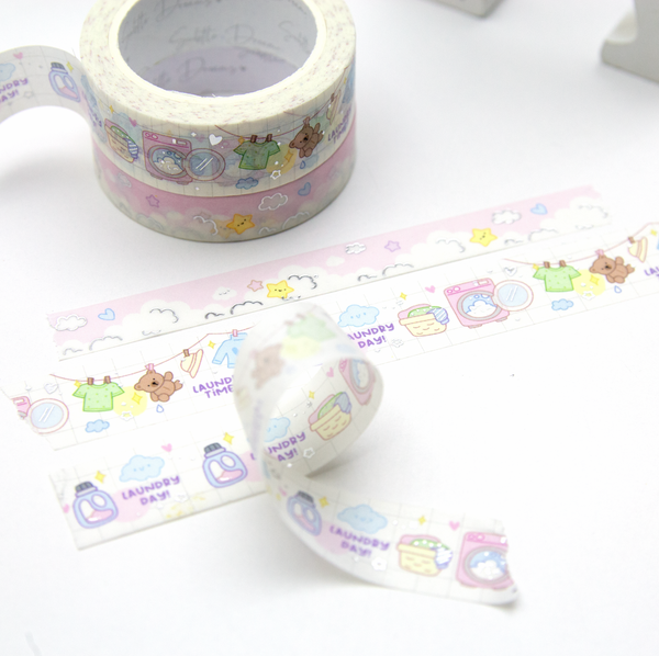 Laundry time chores washi tape