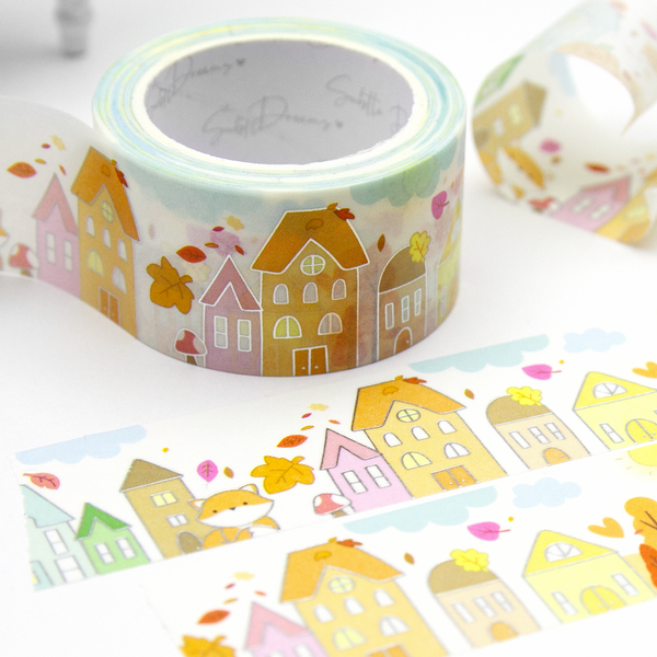 Autumn houses, planner tape, wide washi, Vol.6- Limit 1/order
