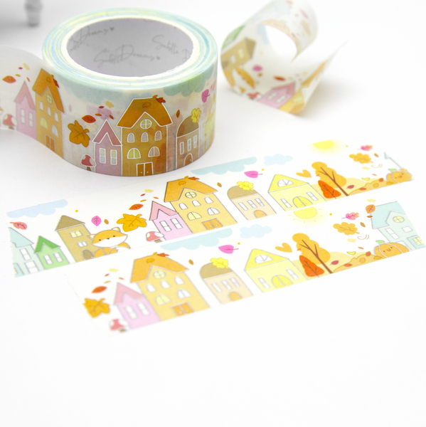 Autumn houses, planner tape, wide washi, Vol.6- Limit 1/order