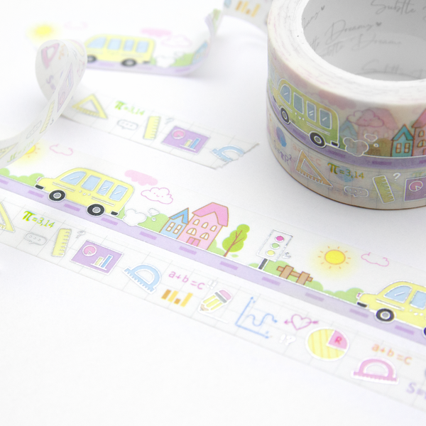 Study mode, school bus washi tape, back to school