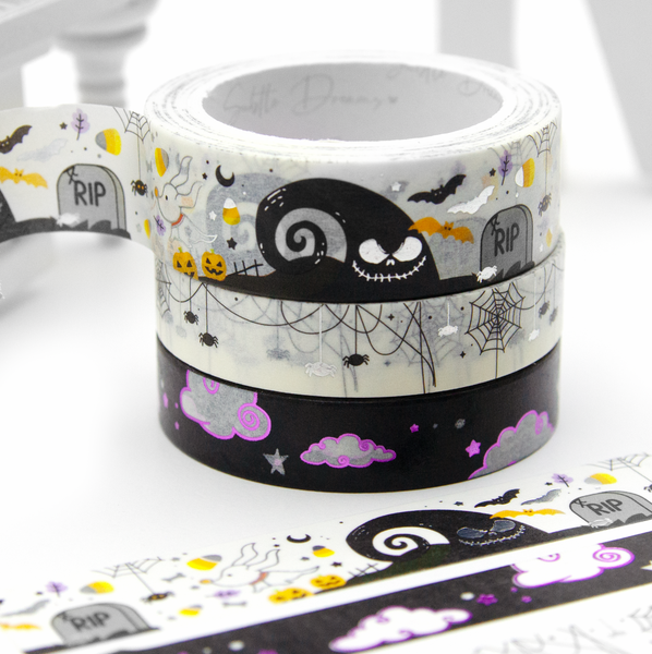 A little nightmare before Christmas washi, halloween planner, purple foil