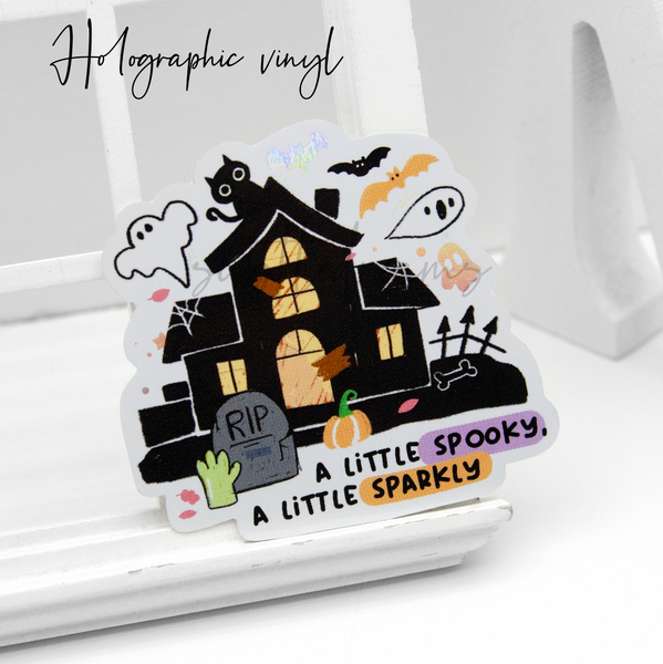 Haunted house, weatherproof Vinyl die cut sticker, halloween