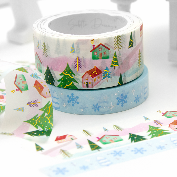 Christmas village washi, wide washi tape