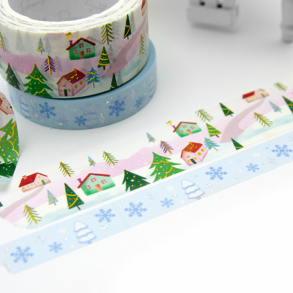 Christmas village washi, wide washi tape