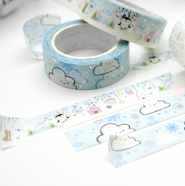 Kawaii clouds washi vol.14, Polar Cuddles dangle washi tape, winter, Frozen fairytale