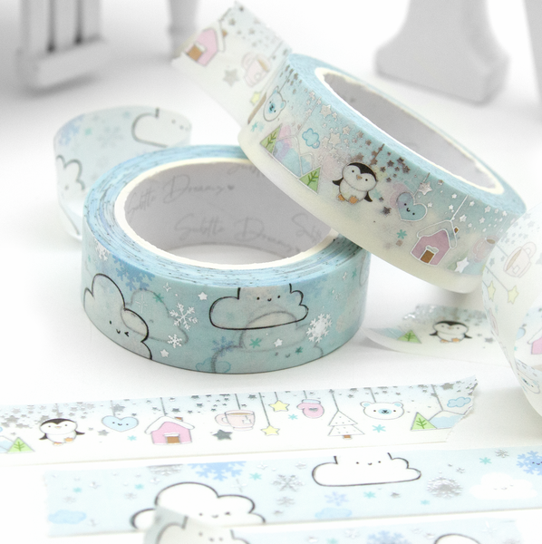 Kawaii clouds washi vol.14, Polar Cuddles dangle washi tape, winter, Frozen fairytale