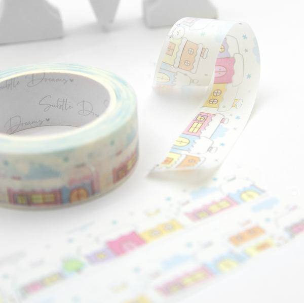 Snow-kissed cottages washi tape, winter houses,Frozen fairytale