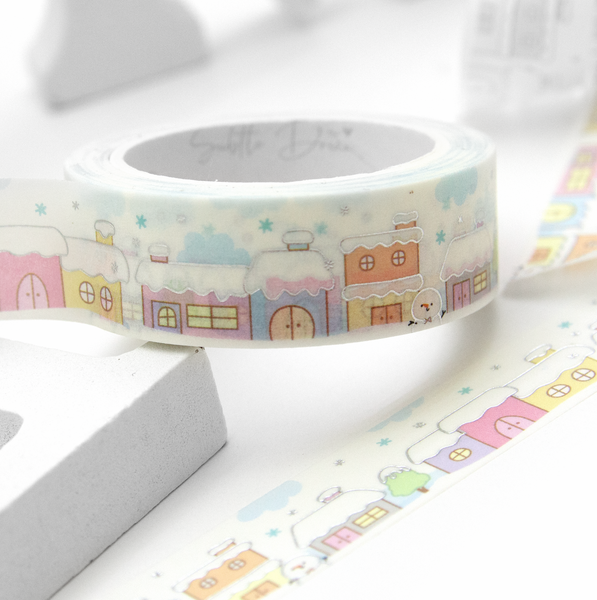 Snow-kissed cottages washi tape, winter houses,Frozen fairytale