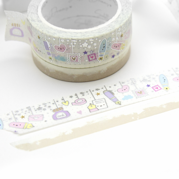 Pretty pens dangle washi tape, fountain pen and ink