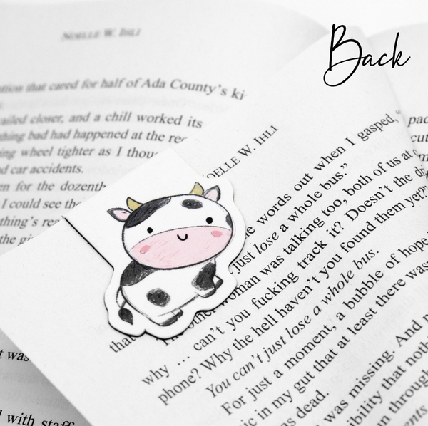 Cow hand painted magnetic bookmark