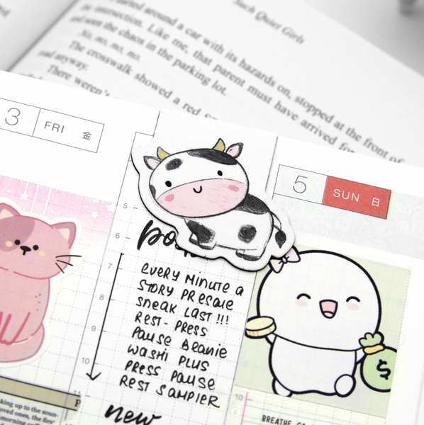 Cow hand painted magnetic bookmark