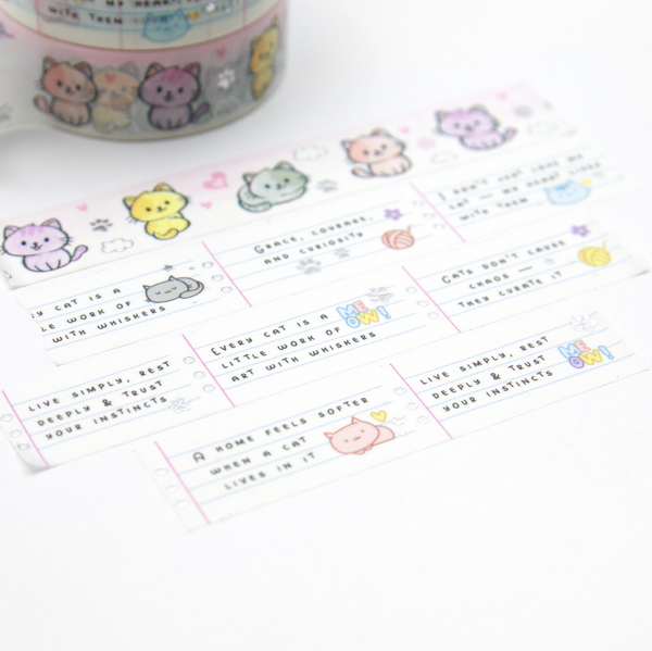 My heart lives with my cat, hand sketched washi