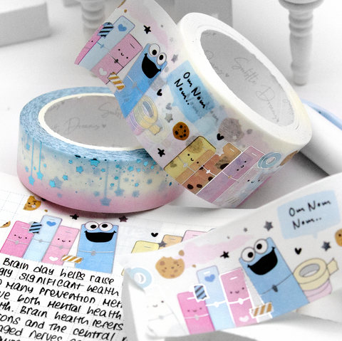 Planner stack washi Vol.6, wide washi, cookie monster, star city
