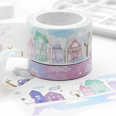 Winter houses, planner tape, wide washi, Vol.2, winter washi