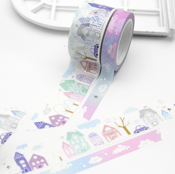 Winter houses, planner tape, wide washi, Vol.2, winter washi