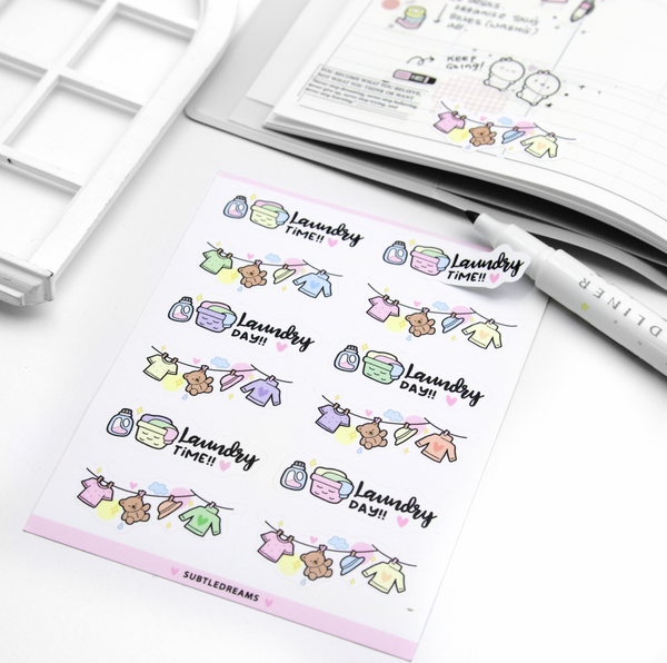 Laundry time stickers, laundry day, chores
