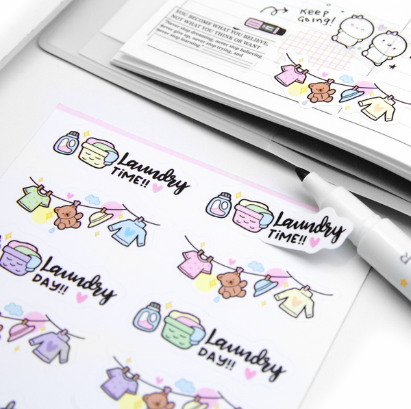Laundry time stickers, laundry day, chores