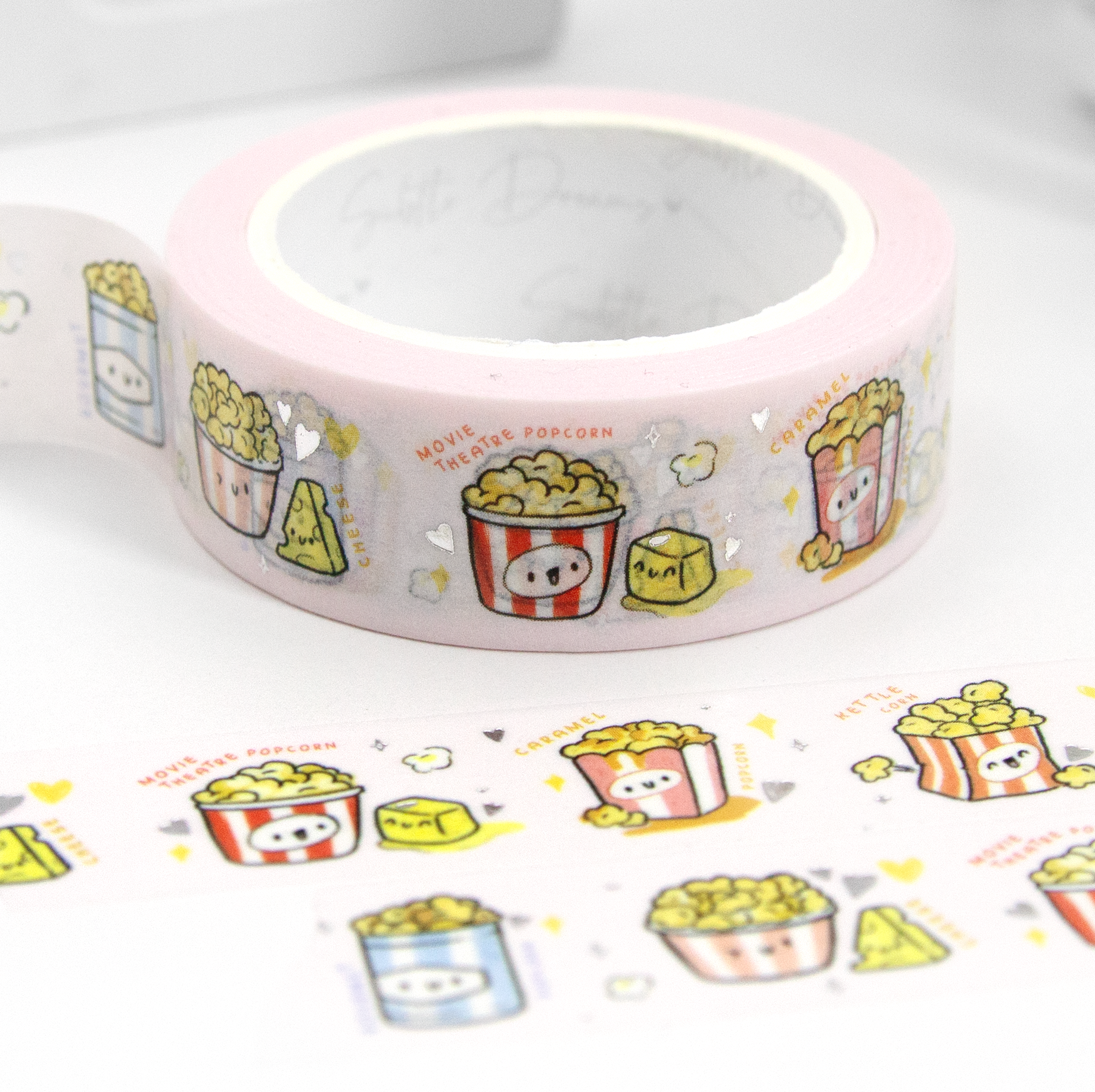 Popcorn washi, hand painted, Movie star