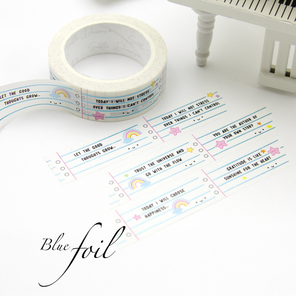 Motivational quotes washi Vol.7, blue foil