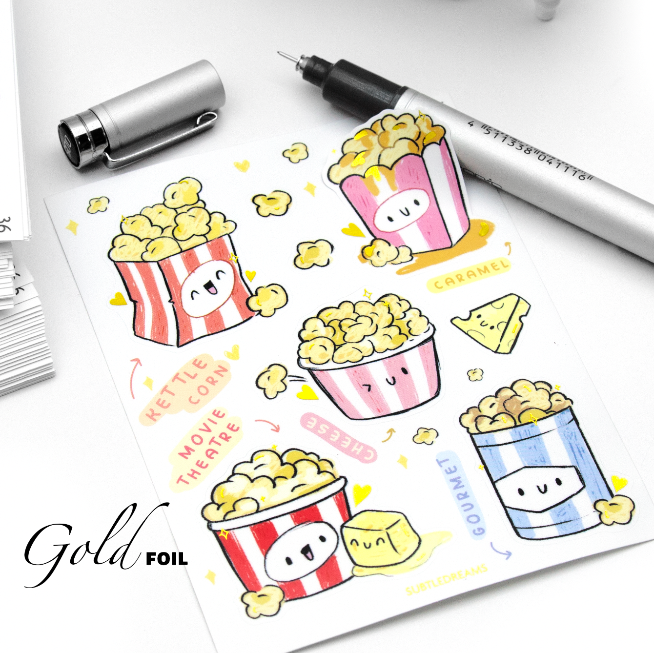 Popcorn lover's hand sketched stickers