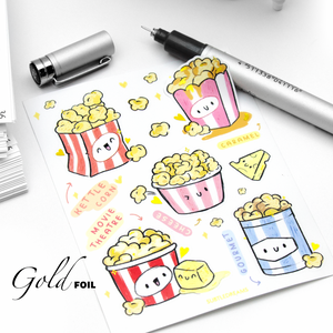 Popcorn lover's hand sketched stickers