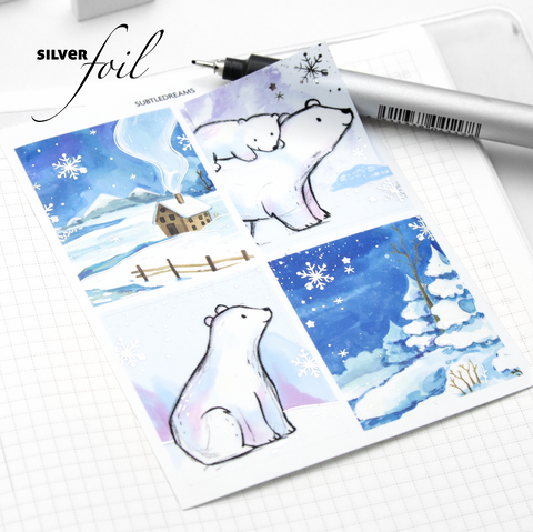 Winter wonderland full boxes stickers, foiled