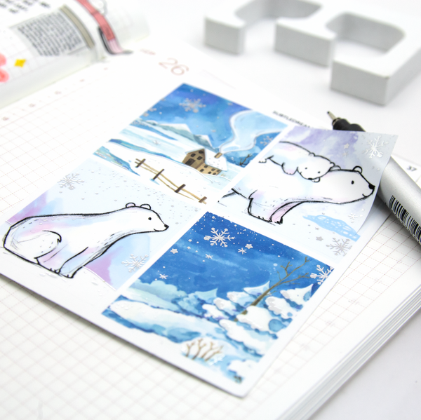 Winter wonderland full boxes stickers, foiled