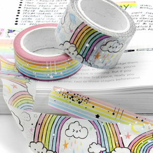 Positive vibes, hand painted rainbow washi