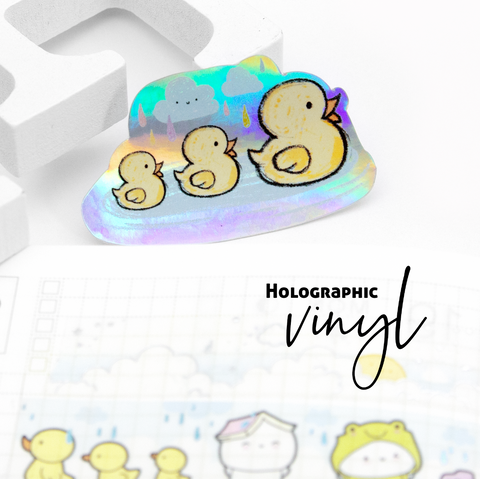 Little duckies holographic weatherproof Vinyl die cut sticker