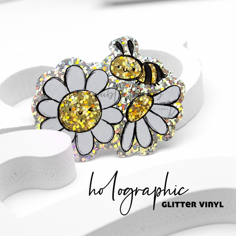 Hand painted honey bee glitter weatherproof Vinyl die cut sticker