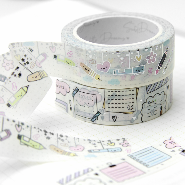 Pens dangle washi, notes washi tape