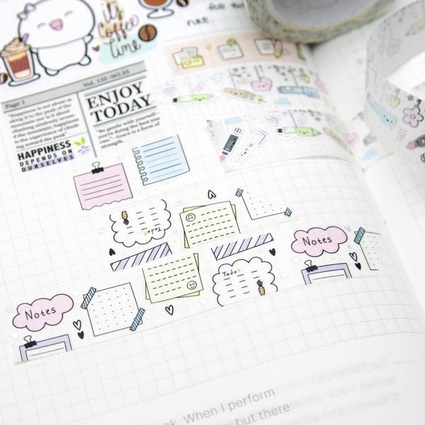Pens dangle washi, notes washi tape