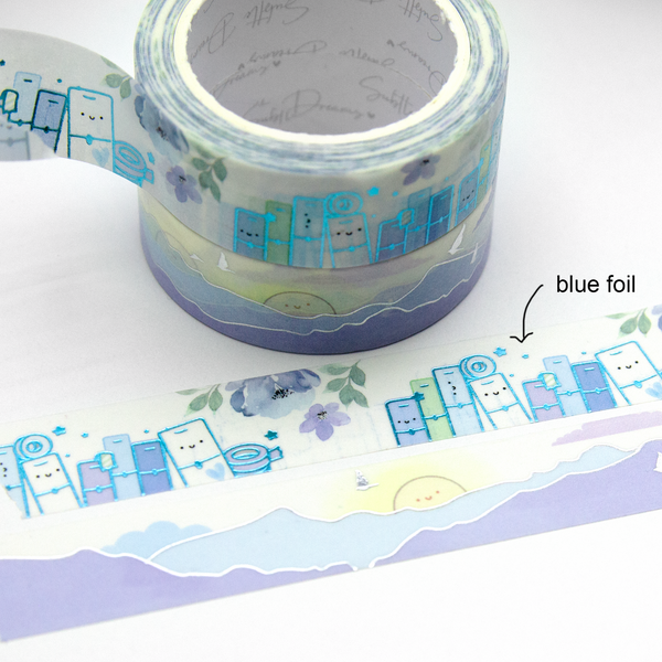 Planner stack, planner girl's washi Vol.15, Chasing sky dreams, blue foil