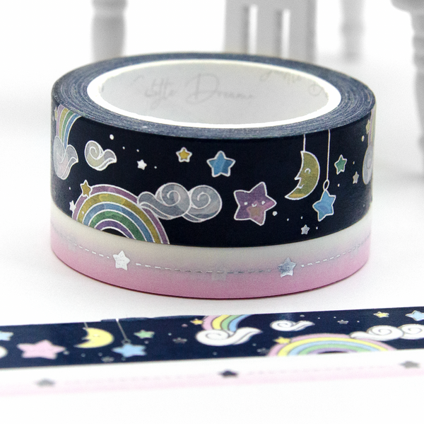Colorful dreams rainbow washi, starry nights, space