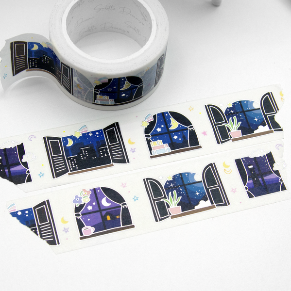 Starry nights windows, wide washi