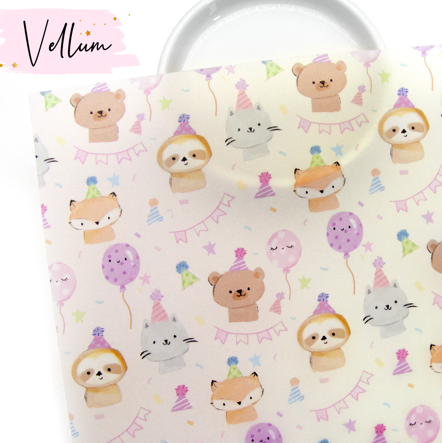 Party critters, hand painted vellum