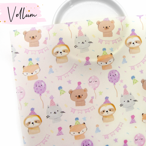 Party critters, hand painted vellum